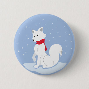Badge Rond 5 Cm Renard arctique