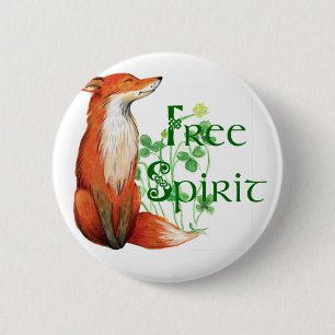 Badge Rond 5 Cm renard d'esprit libre