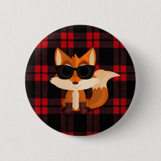Badge Rond 5 Cm Renard Mignon et Cool avec des Lunettes de Soleil