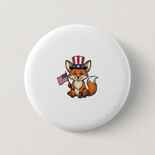 Badge Rond 5 Cm Renard Patriotique Design de Chemise avec Gravure