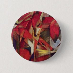 Badge Rond 5 Cm Renards de Franz Marc, Cubism Abstrait Vintage