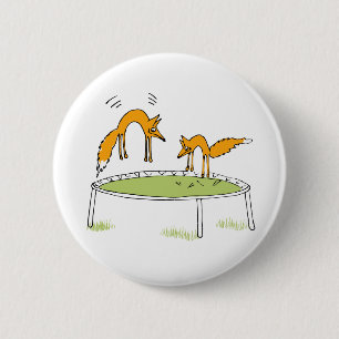 Badge Rond 5 Cm Renards sur le trempoline