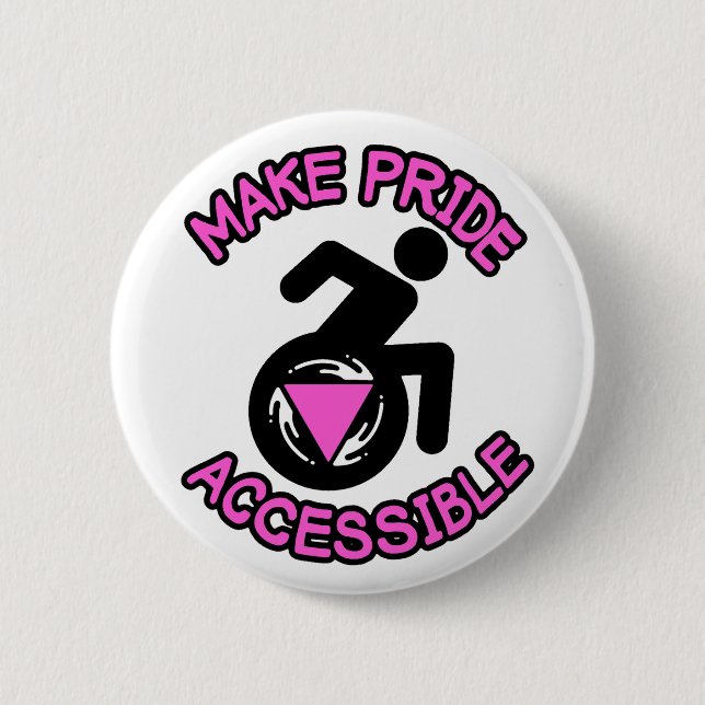 Badge Rond 5 Cm Rendre la fierté accessible Queer LGBTQ désactivé  (Devant)
