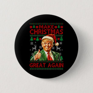 Badge Rond 5 Cm Rendre Noël super encore amusant Trump Santa Hat X