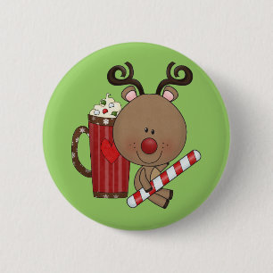 Badge Rond 5 Cm Renne de Rudy avec du cacao