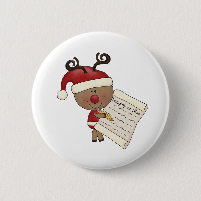 Badge Rond 5 Cm Renne de Rudy vilain ou NIC (Devant)
