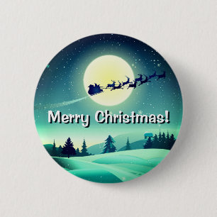Badge Rond 5 Cm Renne pilotant Sleigh
