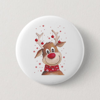 Badge Rond 5 Cm Rennes de Noël
