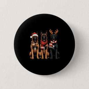 Badge Rond 5 Cm Rennes du Père Noël Malinois Belge Noël Malinois