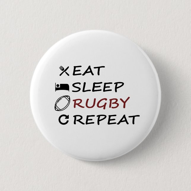 Badge Rond 5 Cm Répéter le rugby du sommeil (Devant)