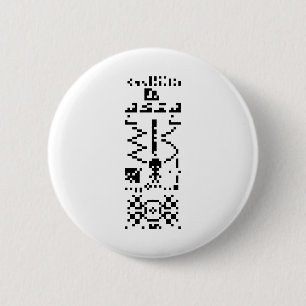 Badge Rond 5 Cm Réponse du message binaire Arecibo