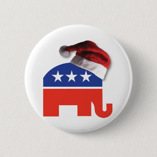 Badge Rond 5 Cm Républicain-éléphant-XMAS