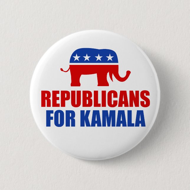 Badge Rond 5 Cm Républicains pour Kamala Harris Elephant (Devant)
