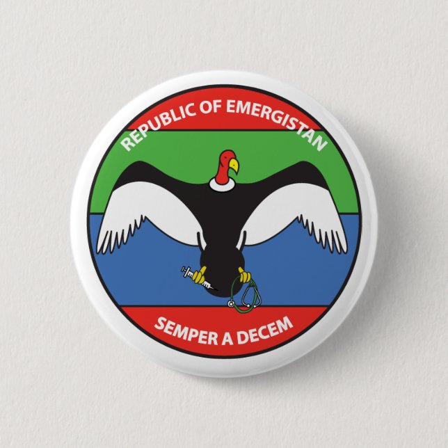 Badge Rond 5 Cm République de bouton de logo d'Emergistan (Devant)