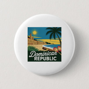 Badge Rond 5 Cm République dominicain Architecture coloniale vinta