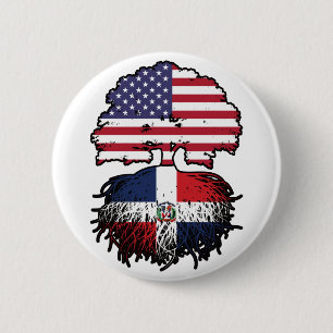 Badge Rond 5 Cm République Dominicaine Amérique USA Arbre