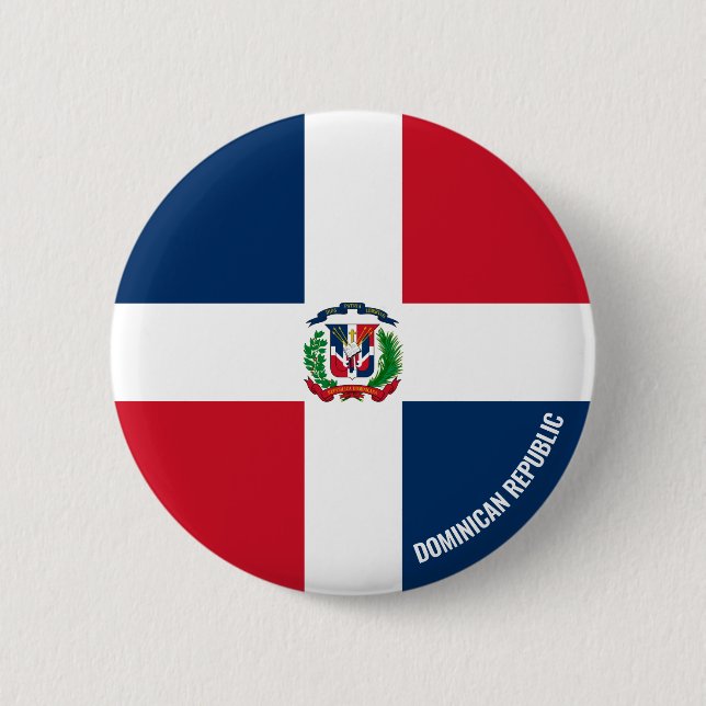 Badge Rond 5 Cm République Dominicaine Drapeau Charmant Bouton Pat (Devant)