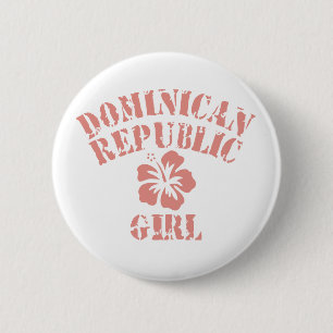 Badge Rond 5 Cm République Dominicaine : Une fille rose
