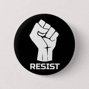 Badge Rond 5 Cm Résiste avec le poing - en blanc
