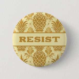 Badge Rond 5 Cm Résister à l'ananas doré