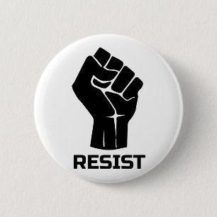 Badge Rond 5 Cm Résister avec le poing - en noir
