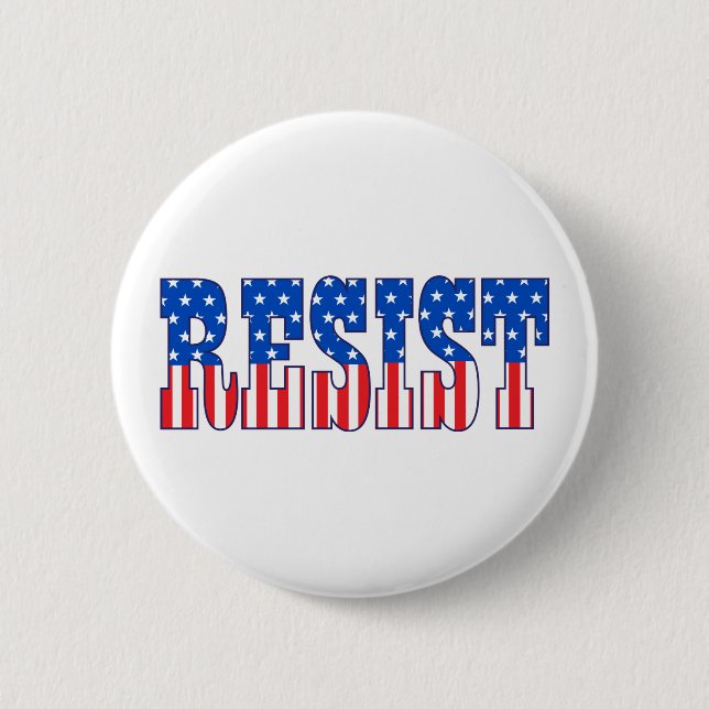 Badge Rond 5 Cm Résister | Étoiles et rayures (Devant)