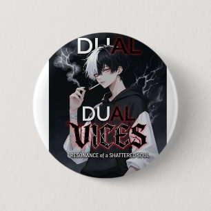 Badge Rond 5 Cm Résonance des Vices Duels d'une Âme Brisée Art Ani