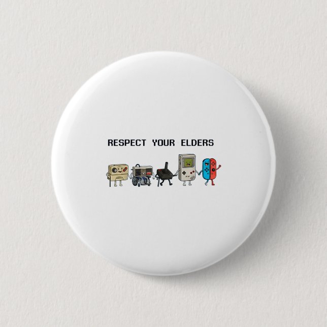 Badge Rond 5 Cm Respect Your Elders Retro Gaming Funny Gamer Contr (Devant)