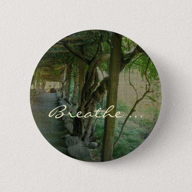 Badge Rond 5 Cm Respirez/jardin japonais - bouton (Devant)