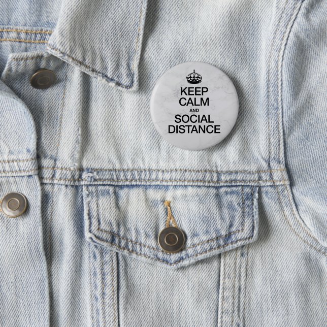 Badge Rond 5 Cm Restez calme et à distance sociale (En situation)