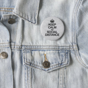 Badge Rond 5 Cm Restez calme et à distance sociale
