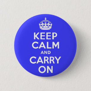 Badge Rond 5 Cm Restez calme et continuez en bleu