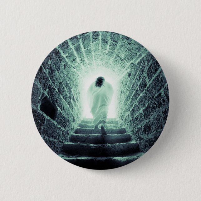Badge Rond 5 Cm Résurrection des boutons de Jésus Christ (Devant)