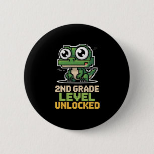 Badge Rond 5 Cm Retour à l'école Lizard Gamer 2e niveau U