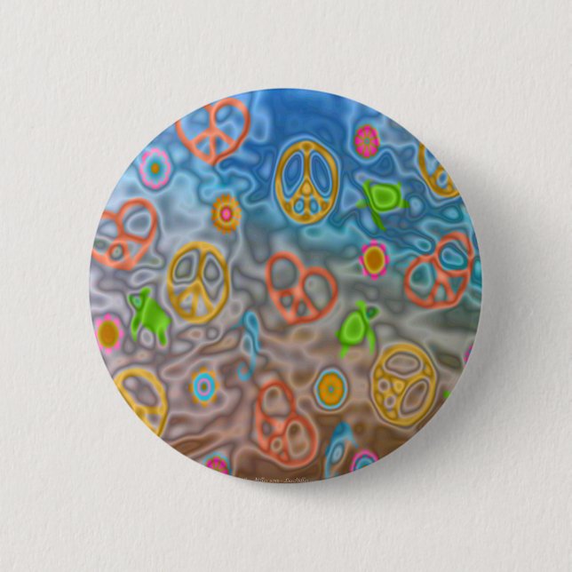 Badge Rond 5 Cm Retro 60s paisible Vêtements de vie océanique Cade (Devant)