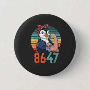 Badge Rond 5 Cm Retro 8647 Est 2028 Pourtant Pingouin Anti Trump
