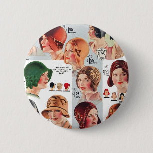 Badge Rond 5 Cm Rétro annonce vintage des casquettes des femmes