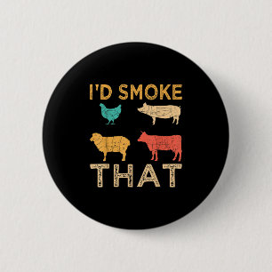Badge Rond 5 Cm Retro BBQ Je fumerais ce barbecue drôle de grillad