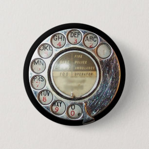Badge Rond 5 Cm RÉTRO bouton de CADRAN de TÉLÉPHONE
