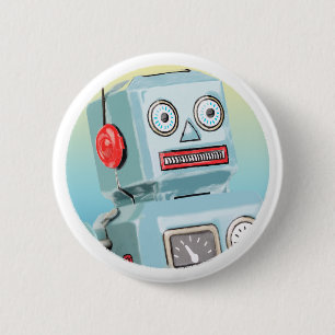 Badge Rond 5 Cm Rétro bouton de robot