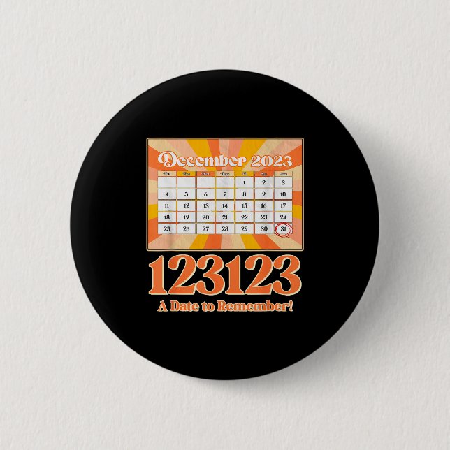 Badge Rond 5 Cm Retro Calendar_ Remember New Year's Eve 2023-24  (Devant)