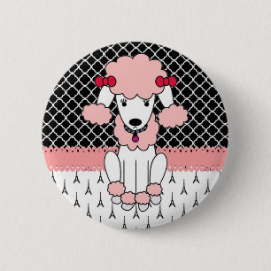 Badge Rond 5 Cm Rétro caniche girly fait sur commande de Paris de