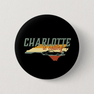 Badge Rond 5 Cm Rétro carte vintage de ville de Charlotte la
