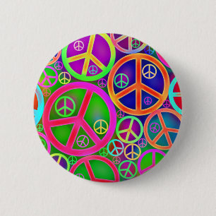 Badge Rond 5 Cm Rétro coeur vintage de paix