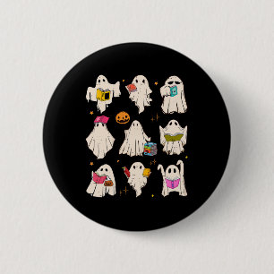 Badge Rond 5 Cm Retro Enseignant Halloween Ghost Lire plus Livres