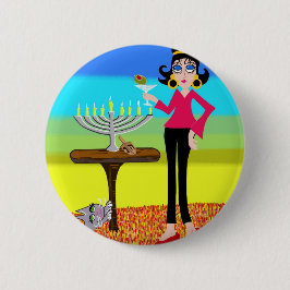 Badge Rond 5 Cm Rétro Hanoukka et un Martini