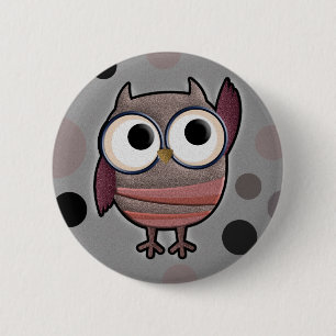 Badge Rond 5 Cm Rétro hibou