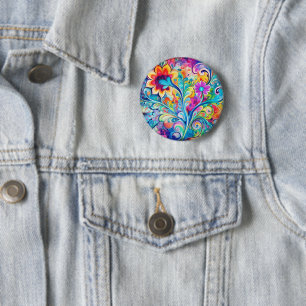 Badge Rond 5 Cm Rétro Hippsychedelique 70s 60s Hip