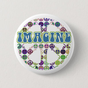 Badge Rond 5 Cm Rétro imaginez les boutons de paix