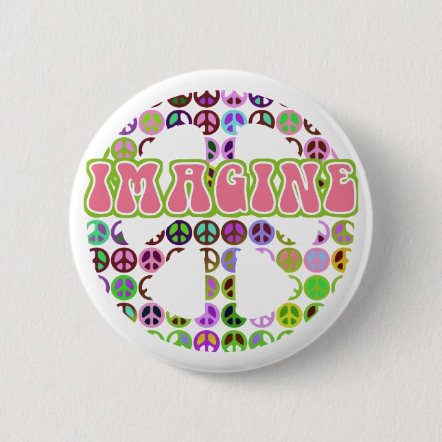 Badge Rond 5 Cm Rétro imaginez les boutons de paix (Devant)